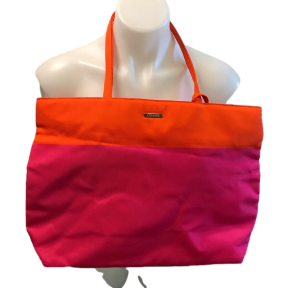 Clinique Pink Orange Tot Bag with attached wristlet